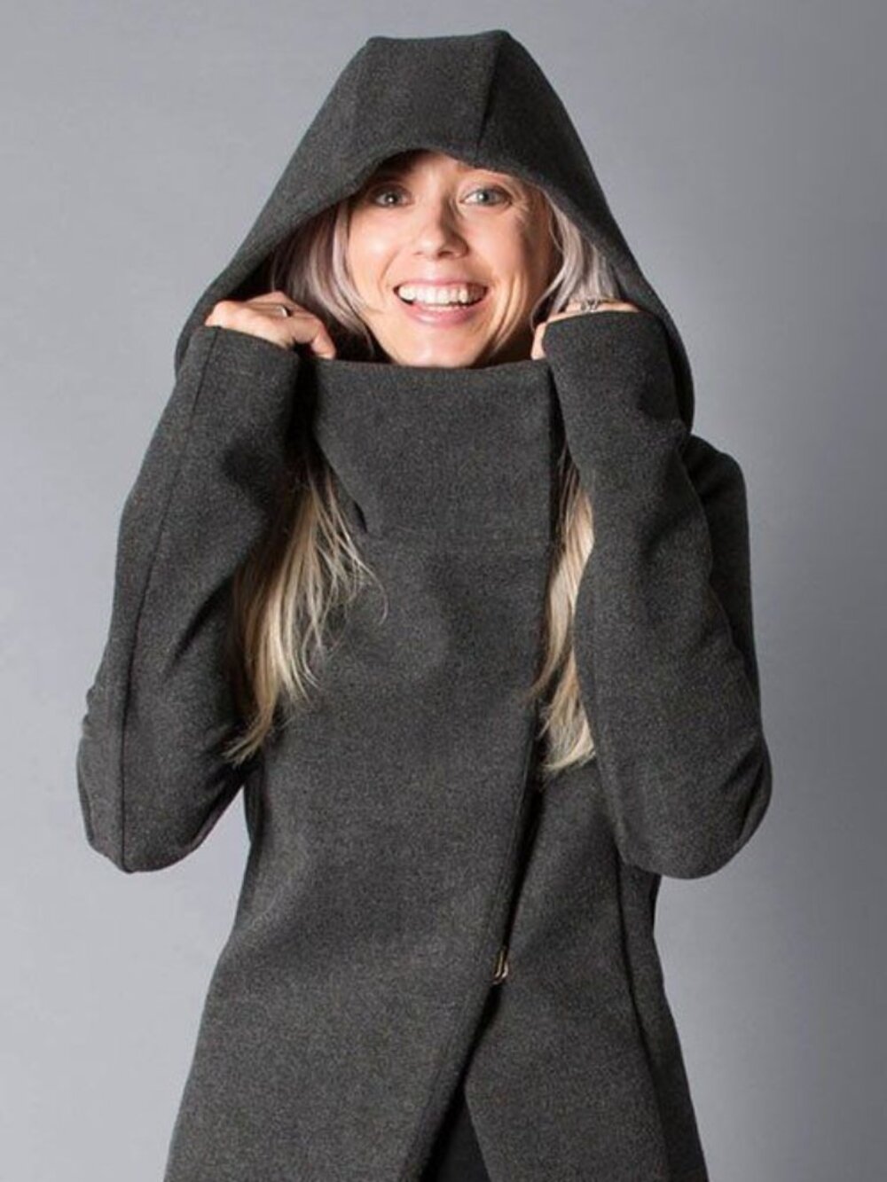 Betabrand Dark Gray Long Open Coat